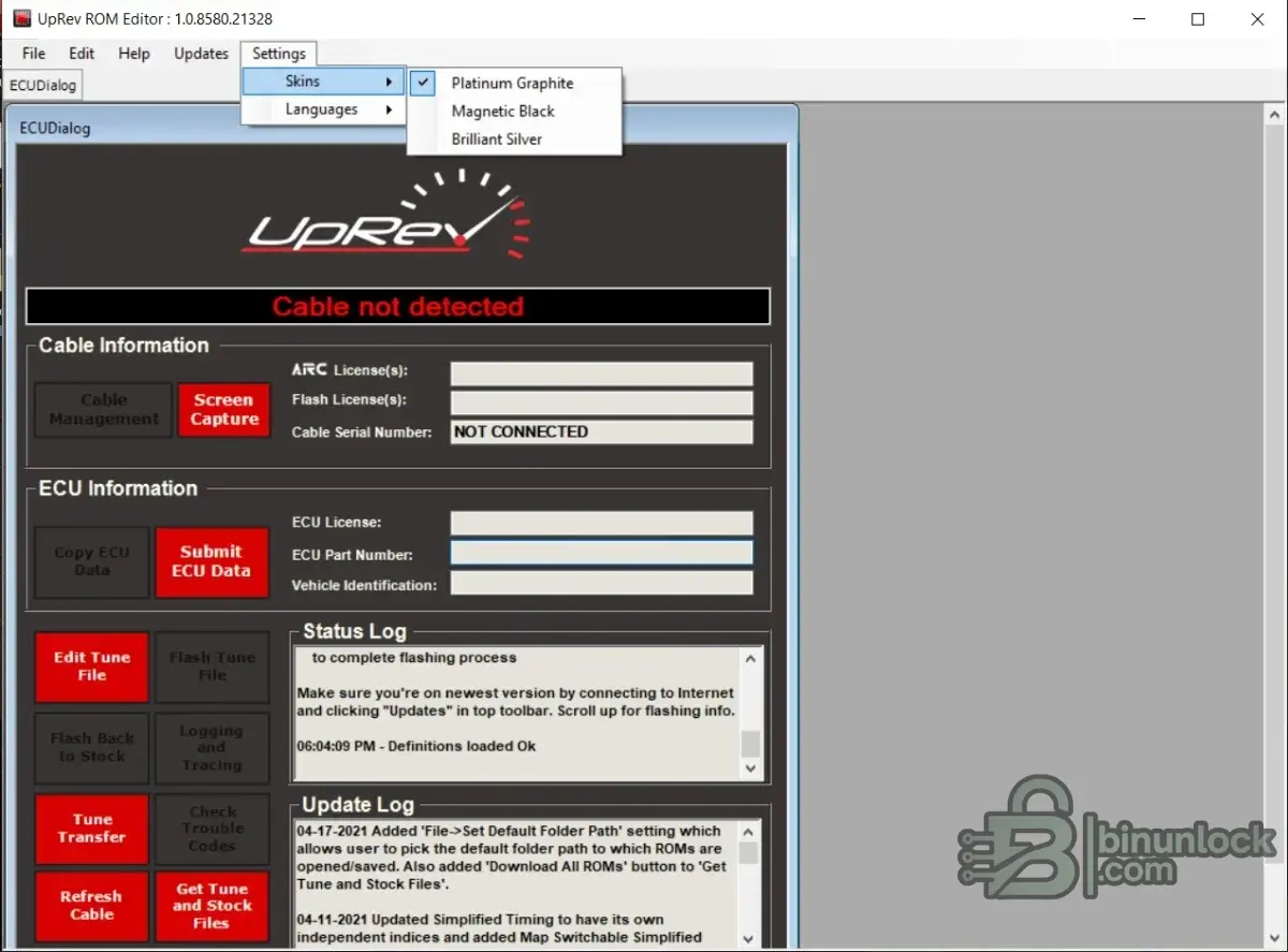 UpRev ROM Editor — пакет для тюнинга Nissan и Infiniti 1.0.8580 — скриншот 1