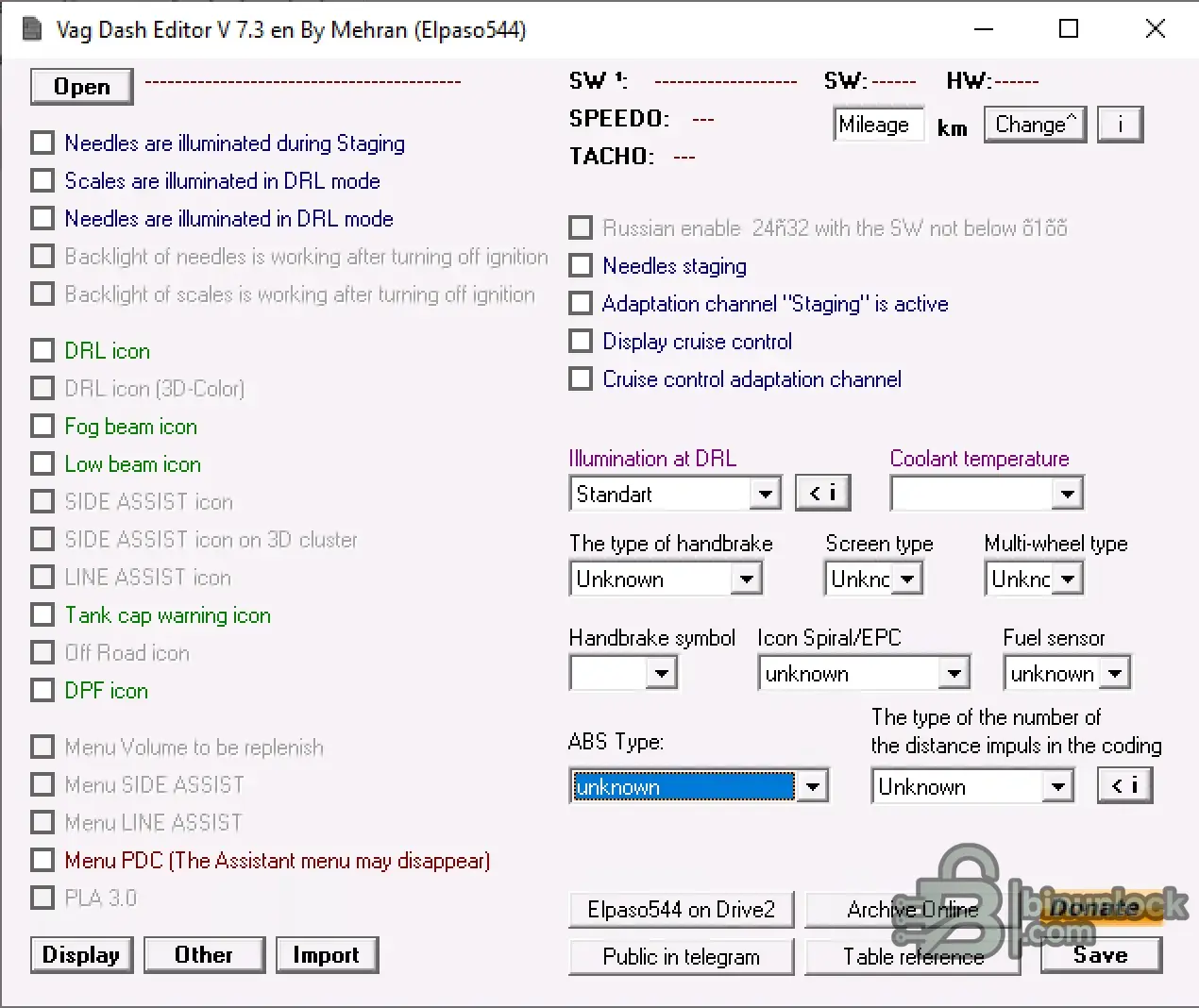 VAG Dash Editor — редактирование дампов и иконок приборки 24C32/24C64 7.3 — скриншот 1