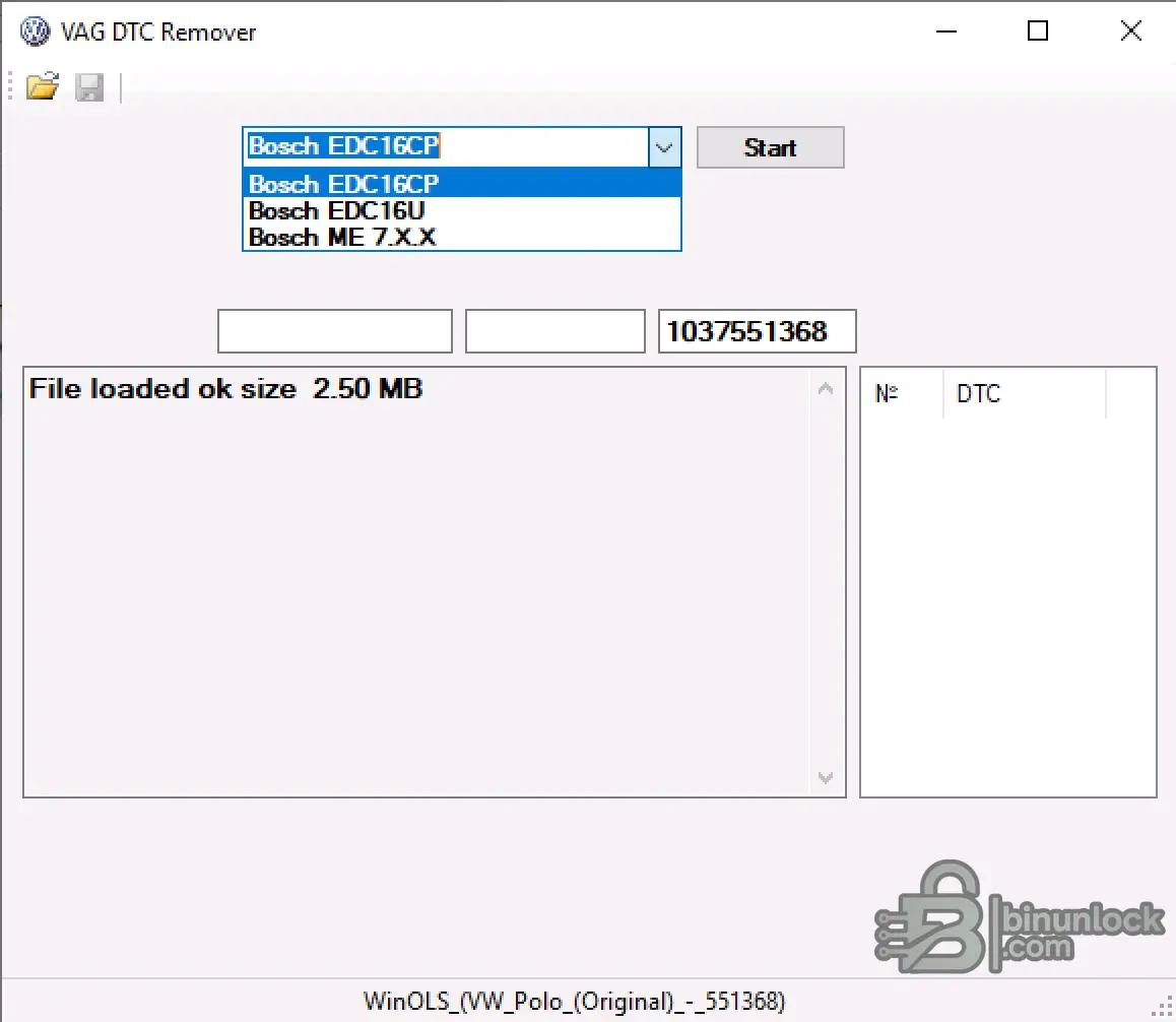 VAG DTC Remover — ECU DTC редактор таблиц для VAG 1.0.0.4 — скриншот 1