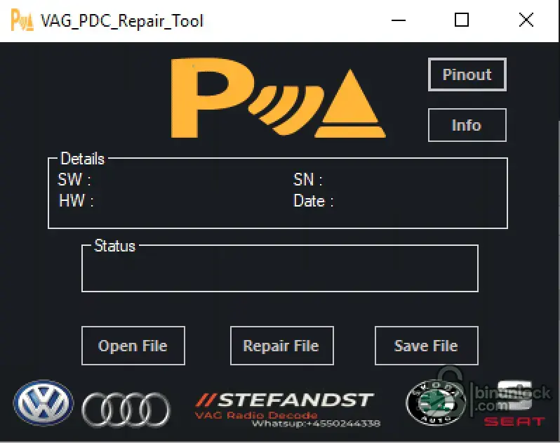 VAG PDC EEPROM Repair — инструмент для ремонта модуля парктроника 1.0 — скриншот 1