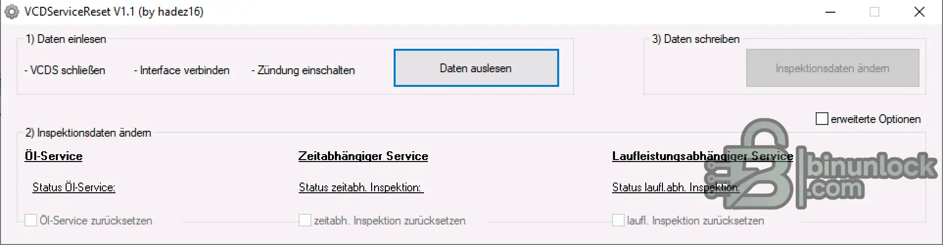VCDServiceReset UDS — утилита сброса сервисного интервала для VCDS 1.1 — скриншот 1