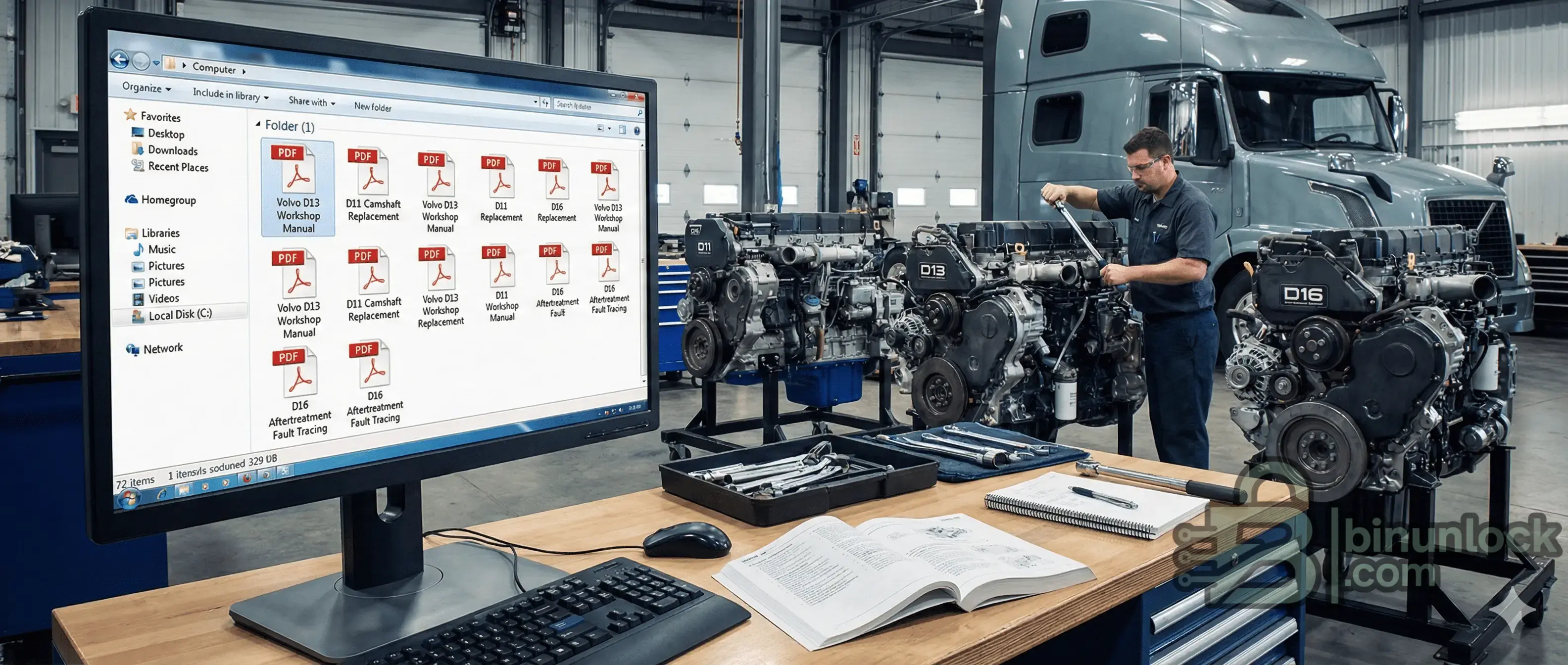 Библиотека руководств по ремонту и обслуживанию двигателей Volvo D11 D13 D16 — скриншот 1