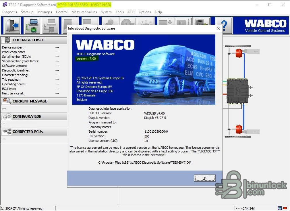 WABCO TEBS-E eDiagnostic — сервис EBS для прицепов и инструменты PIN 7.20 — скриншот 1