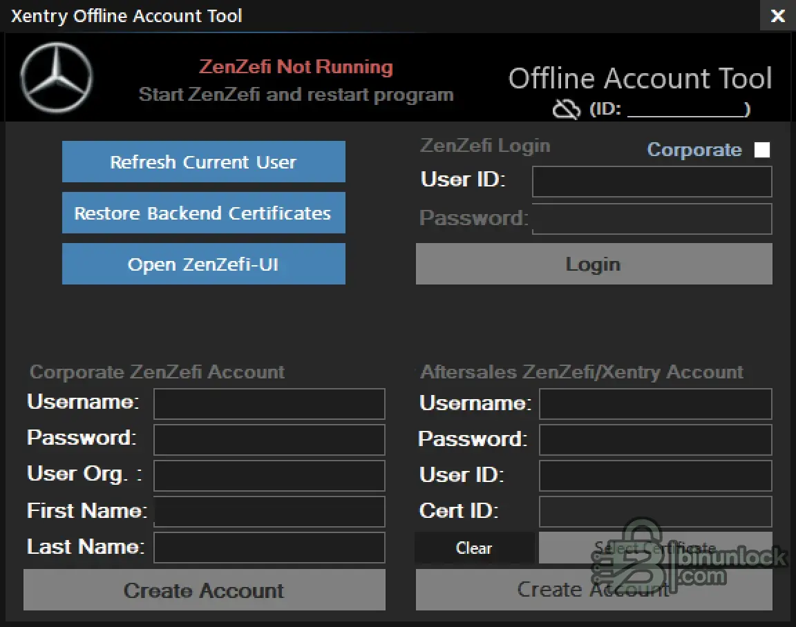 Xentry Offline Account Tool — восстановление сертификата ZenZefi 1.0 — скриншот 1