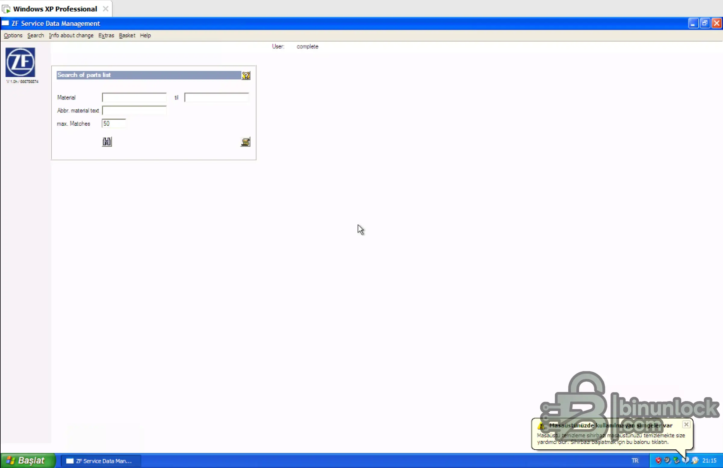 Виртуальная машина ZF Service Data Management VM для поиска запчастей 1.0g — скриншот 1