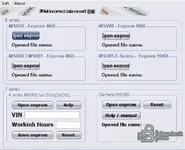 BMW Working Hours Resetter v2.4 software interface for fixing 2FA4 error, supporting EEPROM edits for MSV70, MSV80, MSD80, MEVD17xx, and MSV90